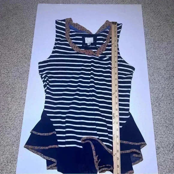 Anthropologie Postmark Postage Stamp Blue Striped Chiffon Tank Top Size Medium - Picture 6 of 6